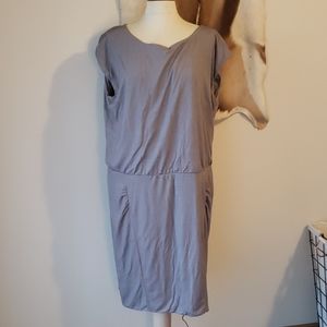 Athleta ruched striped short sleeve dress